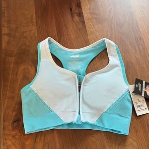 Avia Zip Front Aqua Blue Sports Bra XL